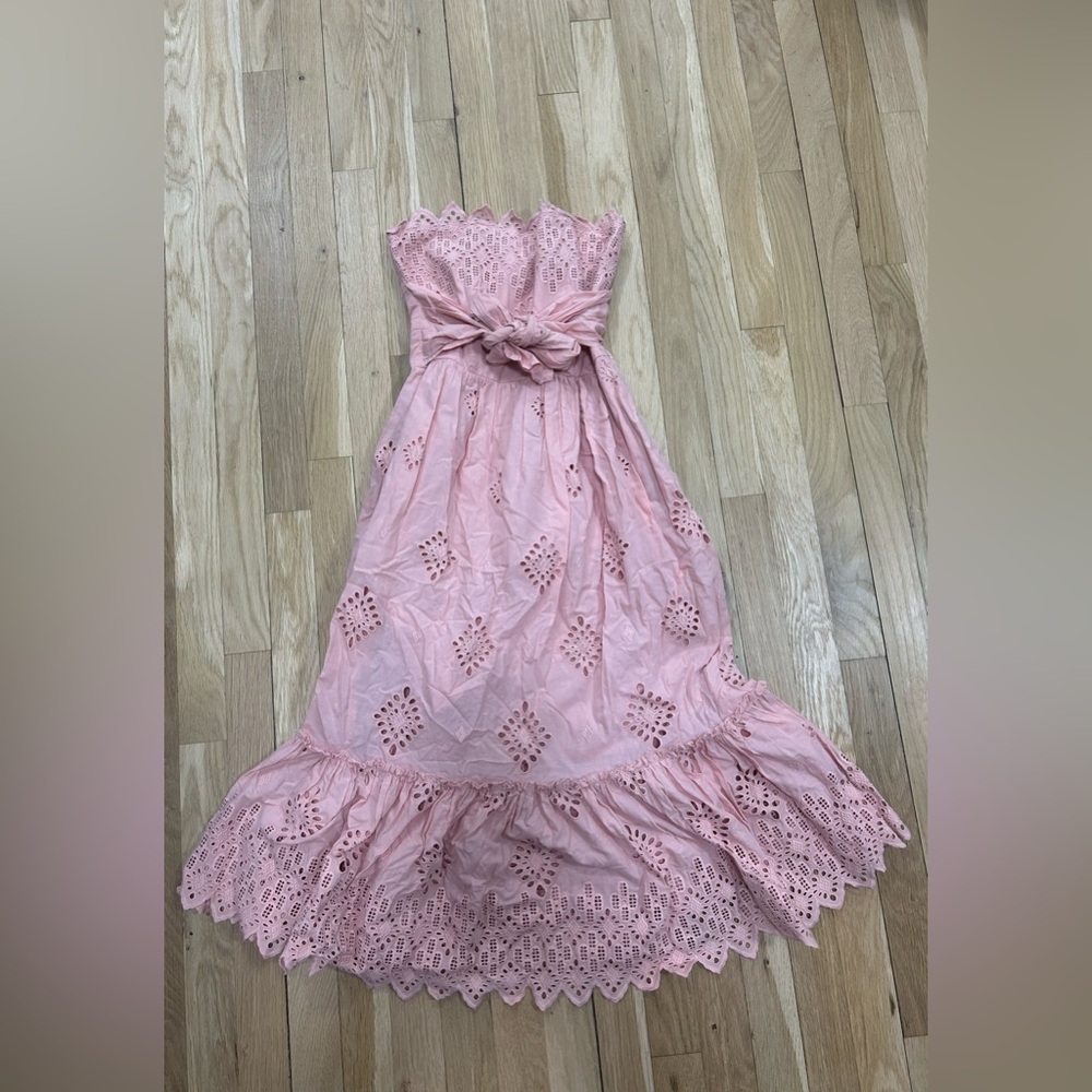SEA NEW YORK light pink strapless midi dress